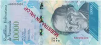 Venezuela, 10.000 Bolivares 2016, anulát - MUESTRA SIN VALOR, P.98as
