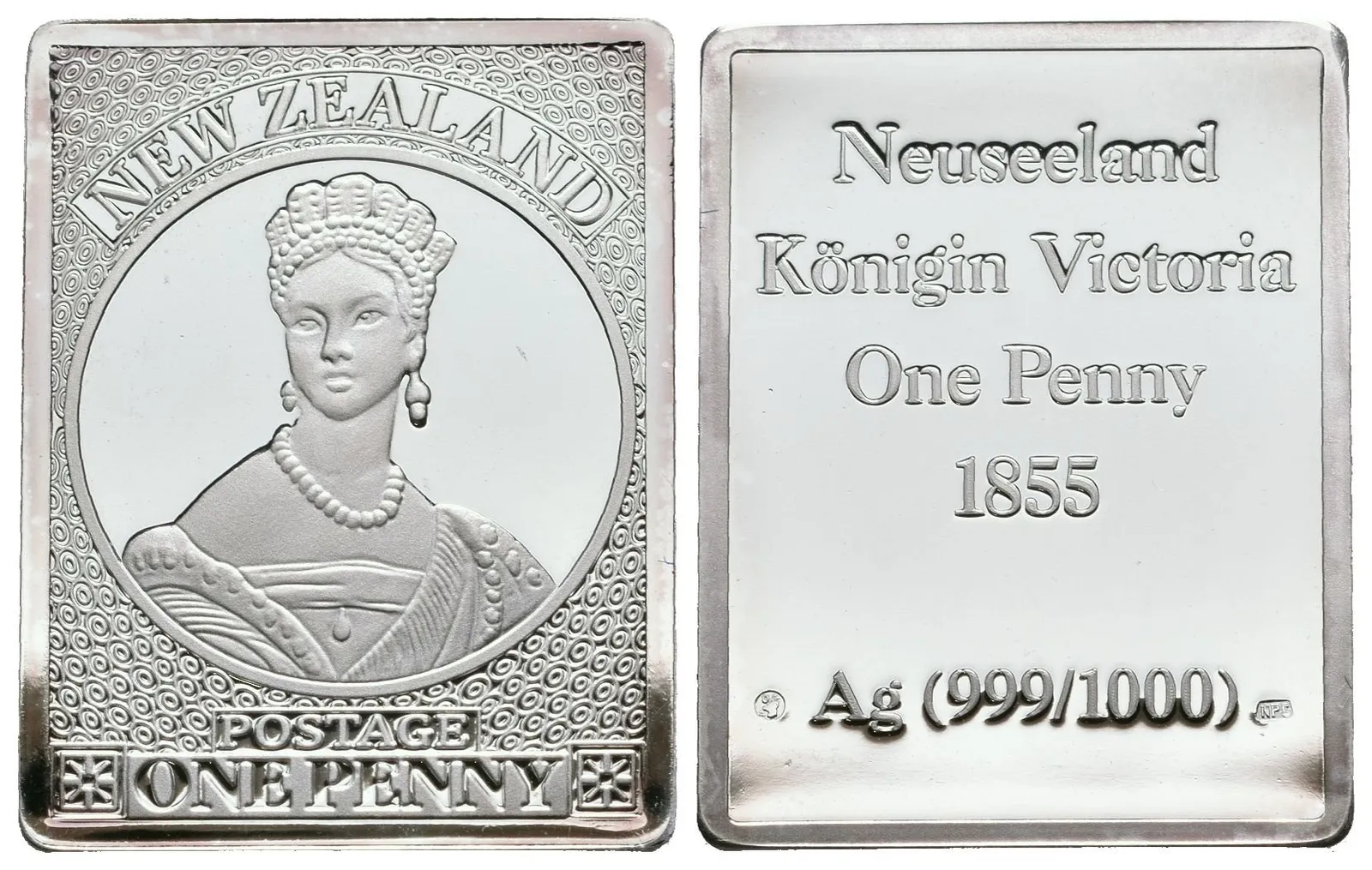 Stříbrná známka - Nový Zéland Královna Viktorie 1 Cent 1855 - Ag 7 g - 999/1000