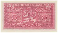 Československo, 5 Koruna b.d. (1945), perforace 3 md svisle, Hej.70a.S1 - fotografie 2
