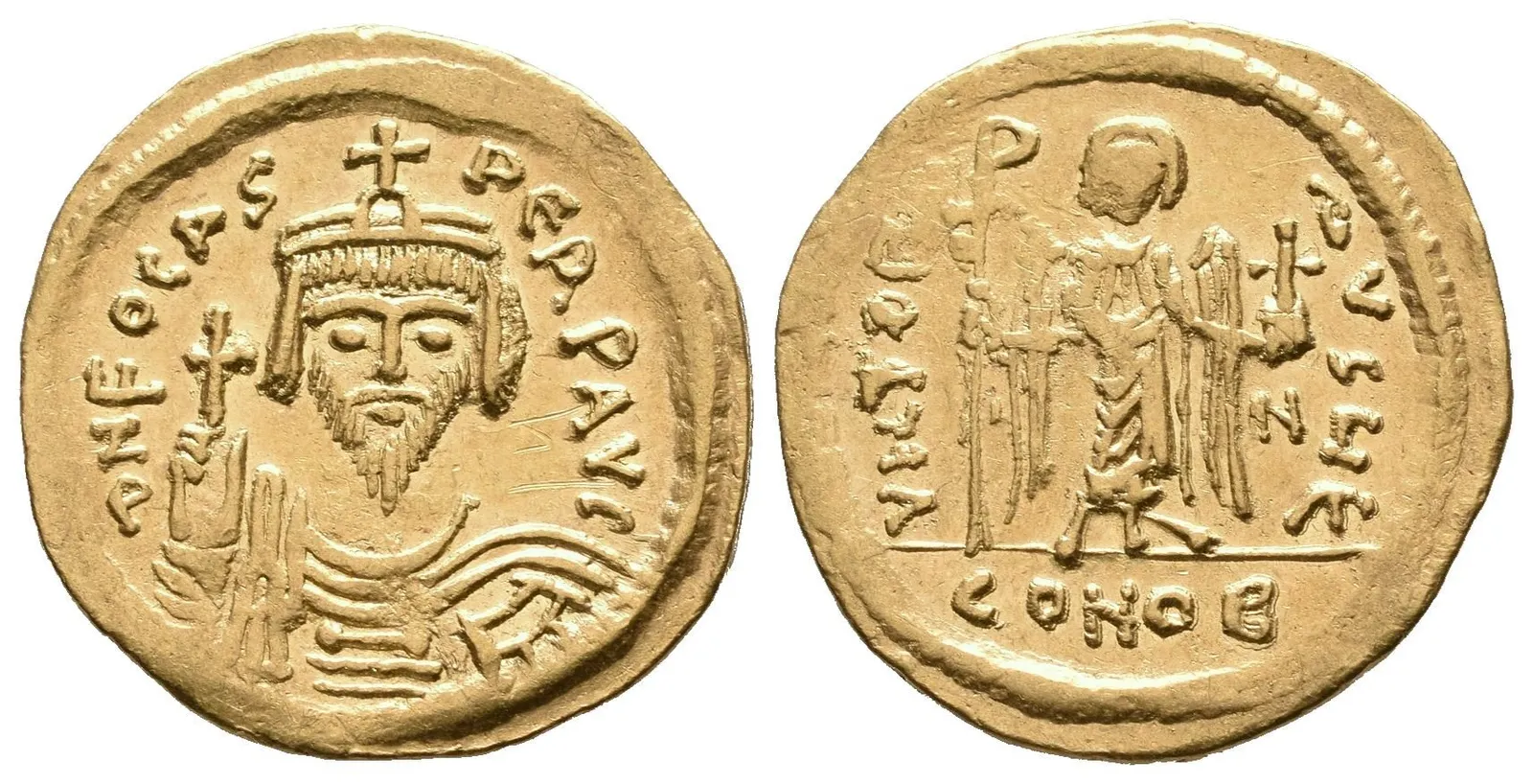Solidus, Constantinopolis, 602 - 603, Av: VICTORIA AVGG (značka dílny), stojící anděl — 1