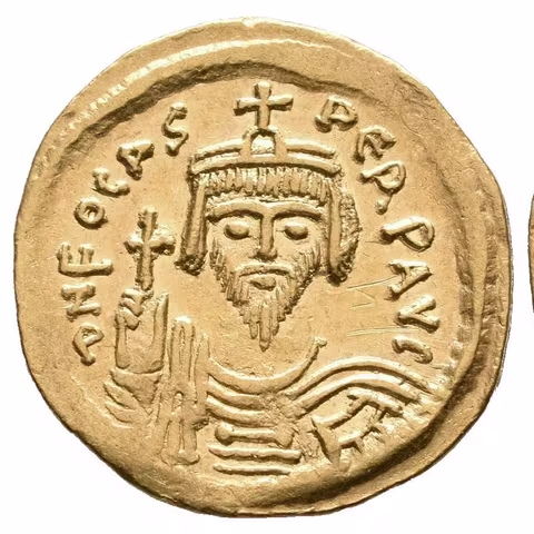 Solidus, Constantinopolis, 602 - 603, Av: VICTORIA AVGG (značka dílny), stojící anděl