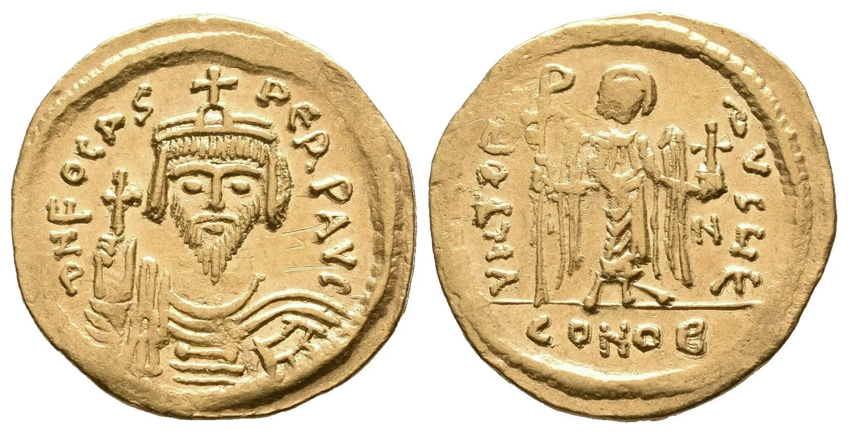 Solidus, Constantinopolis, 602 - 603, Av: VICTORIA AVGG (značka dílny), stojící anděl — 1