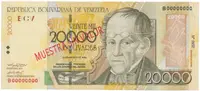 Venezuela, 20.000 Bolivares 2002, anulát - MUESTRA SIN VALOR, P.86bs