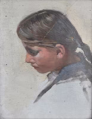 Mrkvička Jan/Ivan Václav: Mrkvička Jan/Ivan Václav (1856-1938) - "Dívka z profilu - studie"
