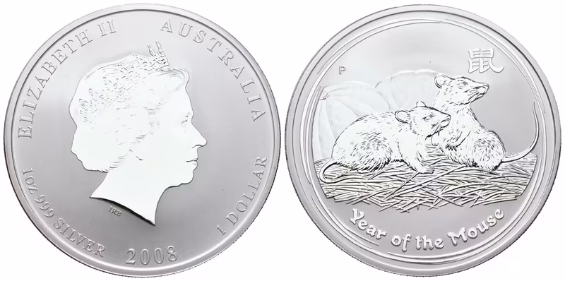 Austrálie, 1 Dollar 2008 - 1 Oz (Rok Krysy)