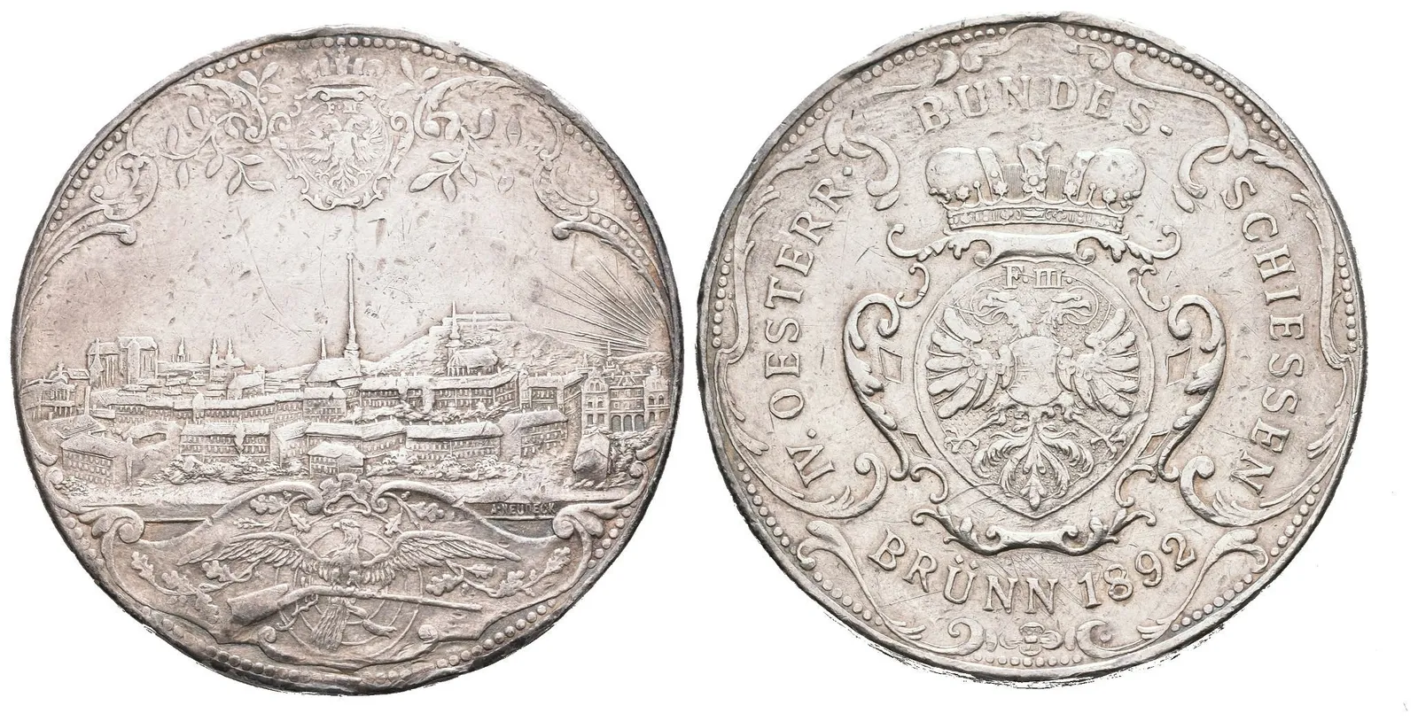 AR Medaile 1892 (A. Neudeck) - IV. rakouské spolkové střelby v Brně. — 1