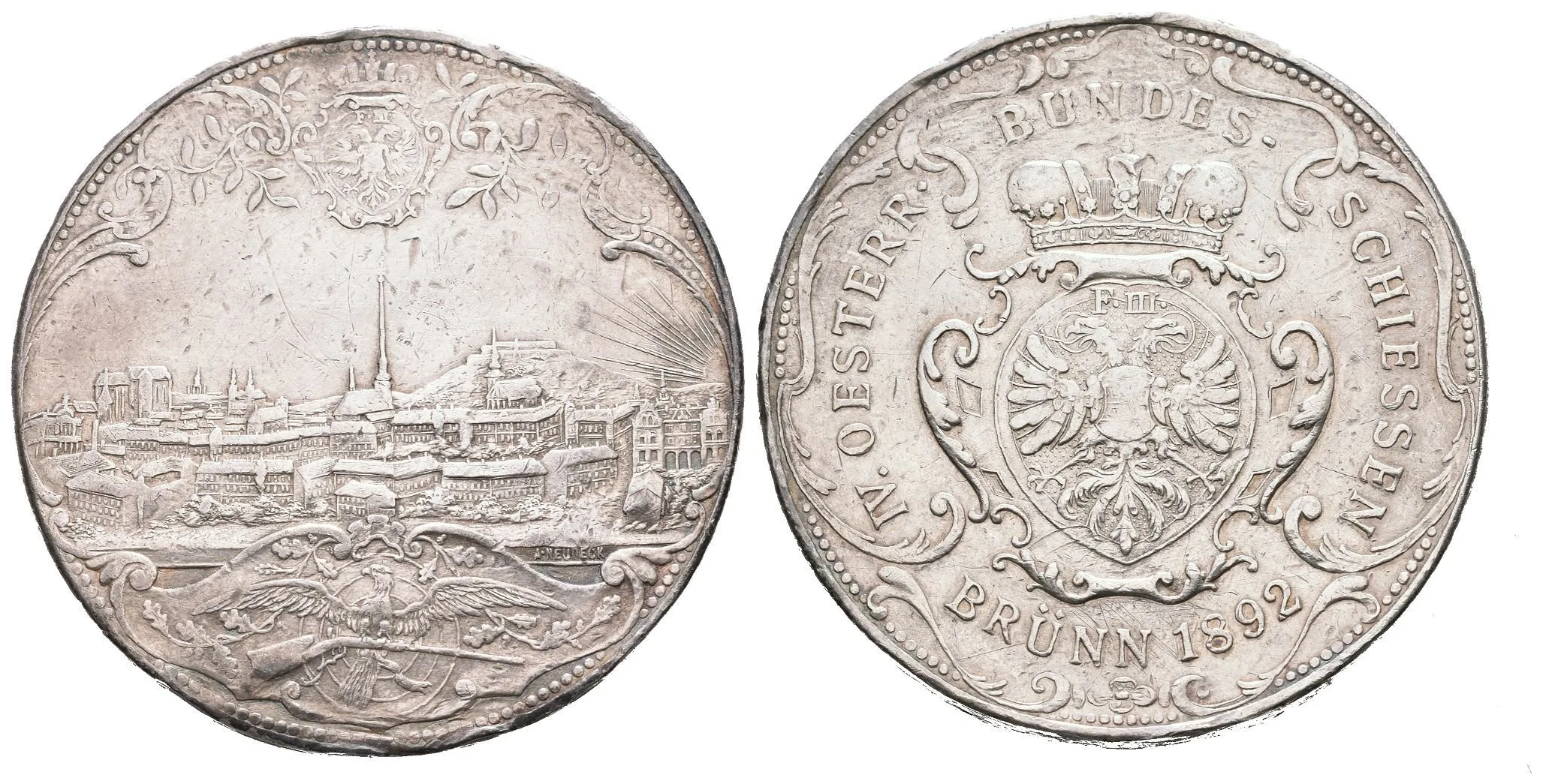 AR Medaile 1892 (A. Neudeck) - IV. rakouské spolkové střelby v Brně. — 1