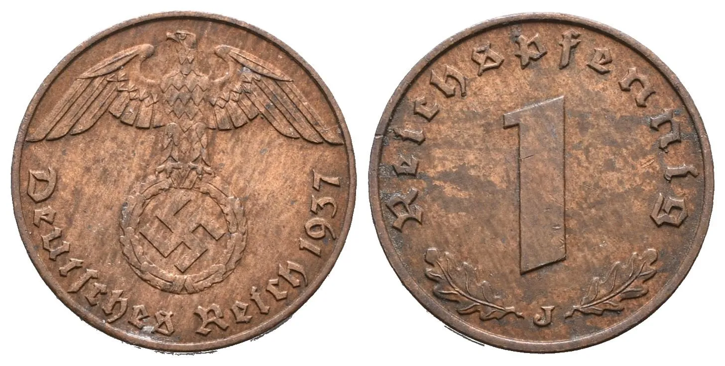 III. říše, 1 Pfennig 1937 J