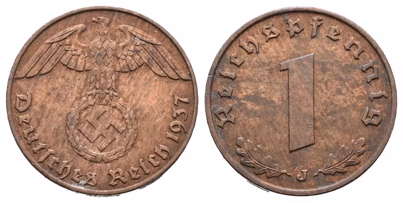 III. říše, 1 Pfennig 1937 J