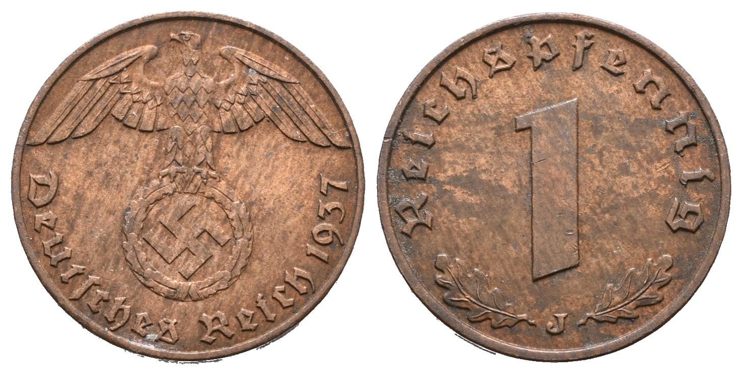 III. říše, 1 Pfennig 1937 J