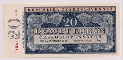 20 KORUN ČESKOSLOVENSKÝCH