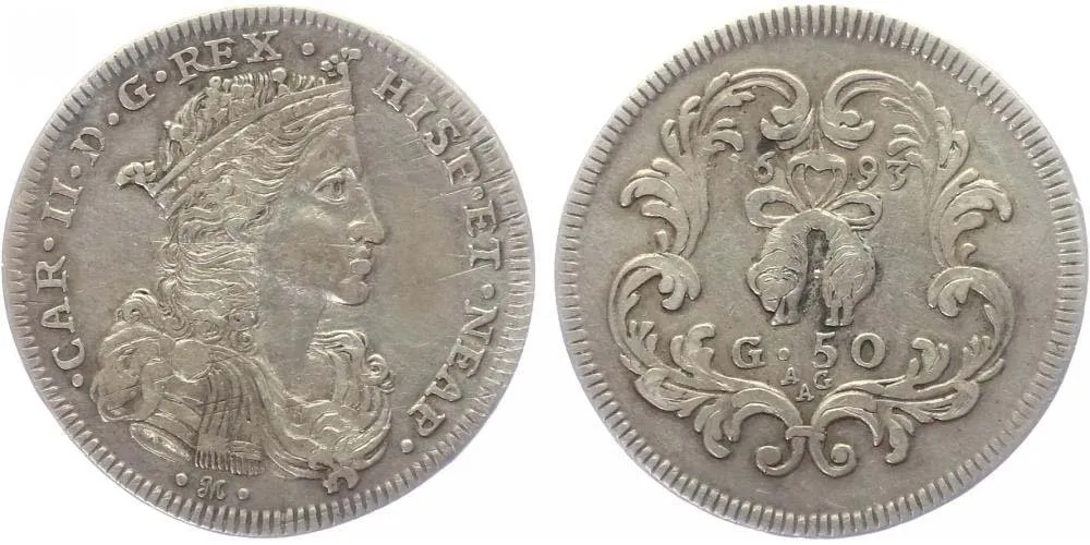 Itálie - Neapol a Sicilie, Karel II. Španělský, 1665 - 1700 — 1