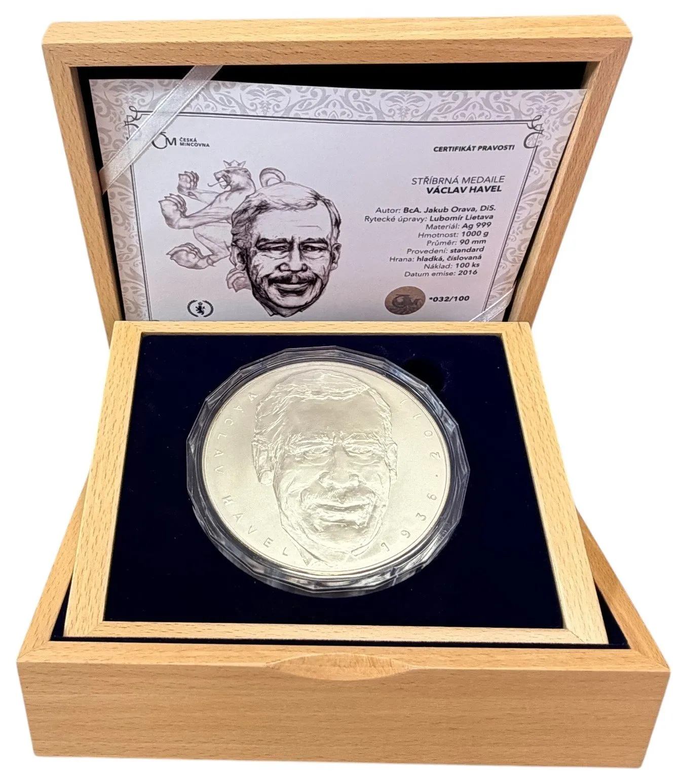 stříbrná medaile Václav Havel, 1000 g