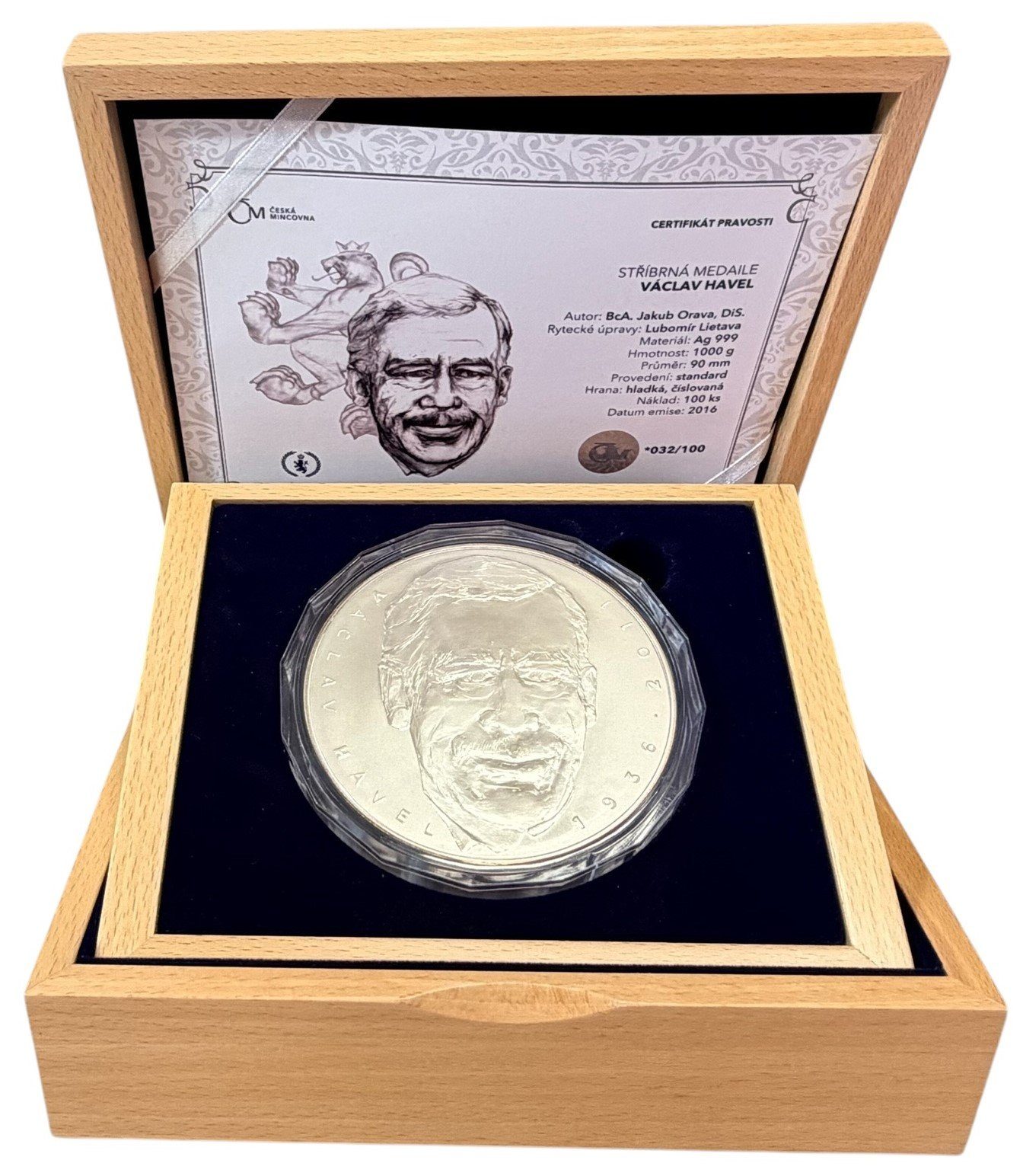 stříbrná medaile Václav Havel, 1000 g