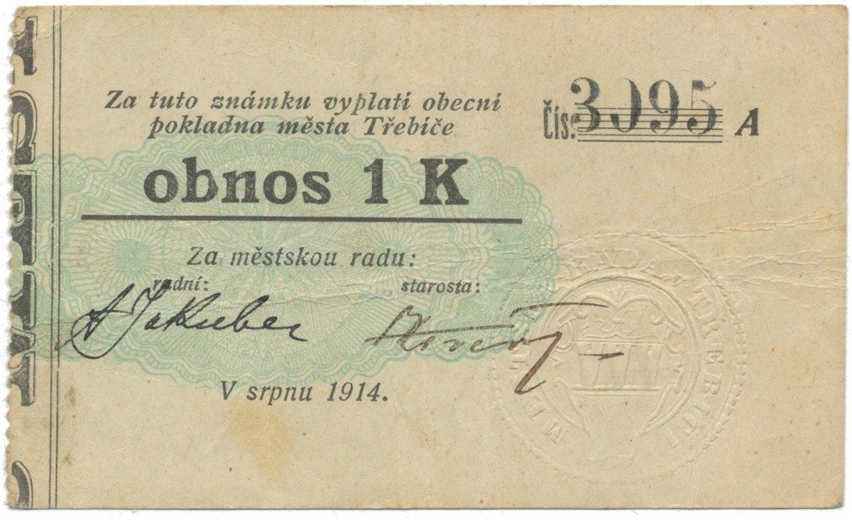 Třebíč - město, 1 K srpen 1914, silnější K, HH.223.5.6c1