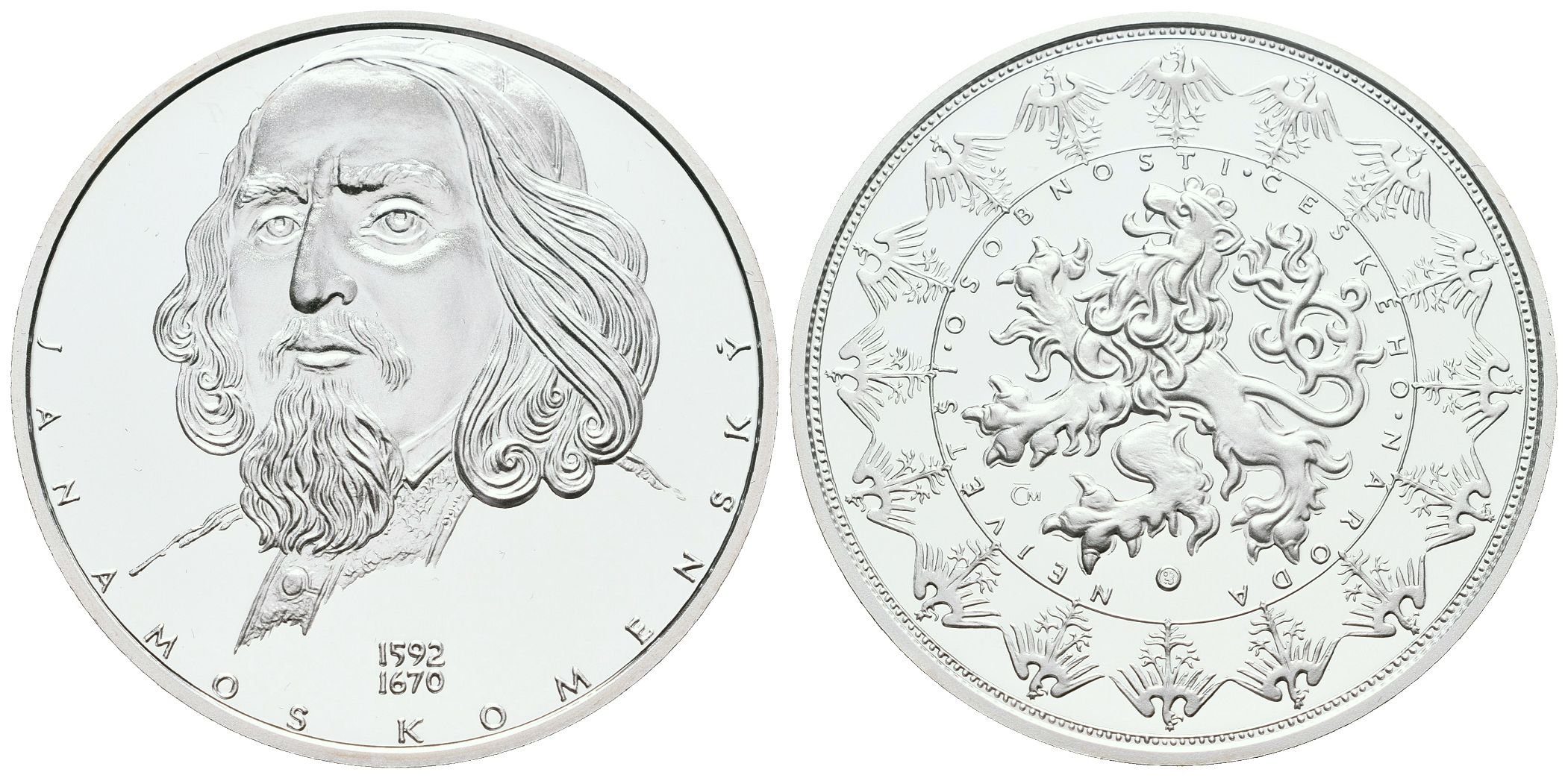 Stříbrná investiční medaile - Jan Amos Komenský - Ag 29 g - 999/1000 + Certifikát