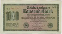 Německo, 1000 Mark 1922, vod. Wellen, 6-místné číslo, Ro.75q