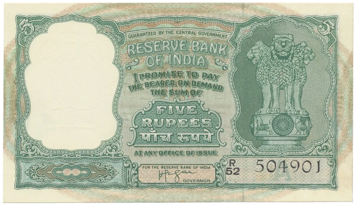 Indie, 5 Rupees (1957), P.35b