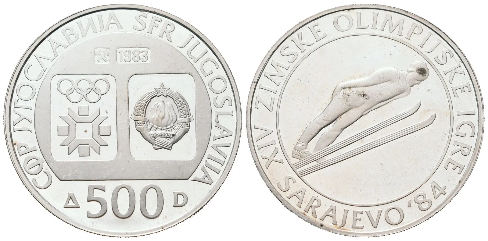 Jugoslávie, 500 Dinár 1983 - ZOH Sarajevo