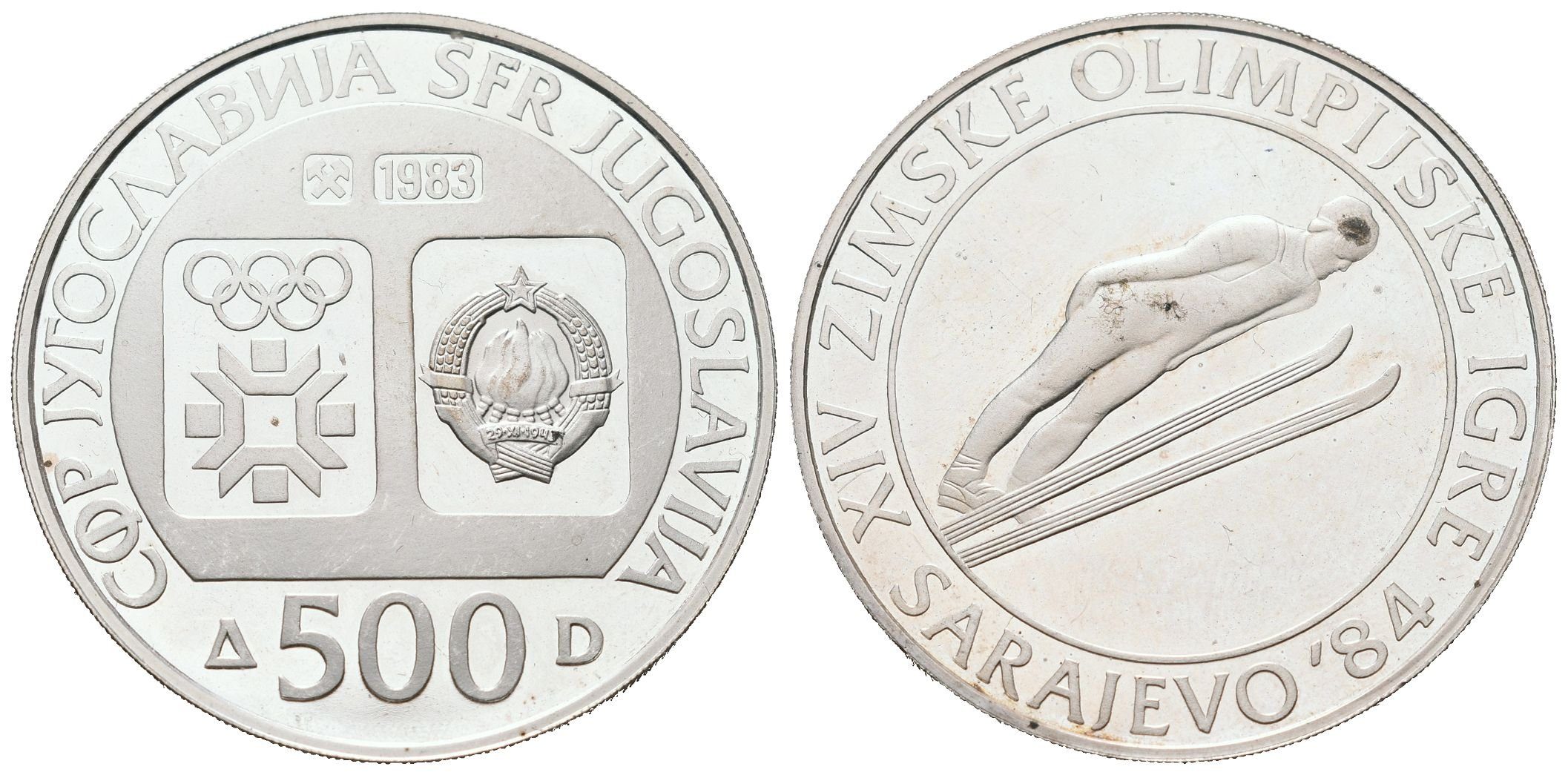Jugoslávie, 500 Dinár 1983 - ZOH Sarajevo