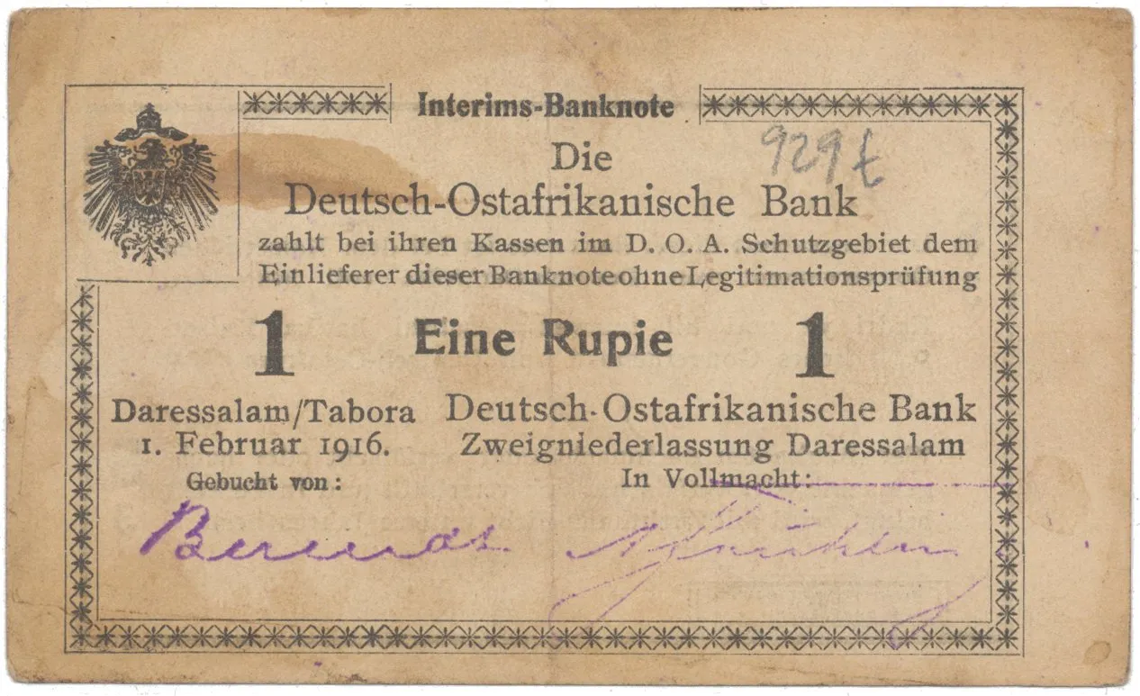 Německá Východní Afrika, 1 Rupie 1. 2. 1916, série S3, R.929t