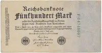 Německo, 500 Mark 1922, zelený 8-místný číslovač, Ro.71c