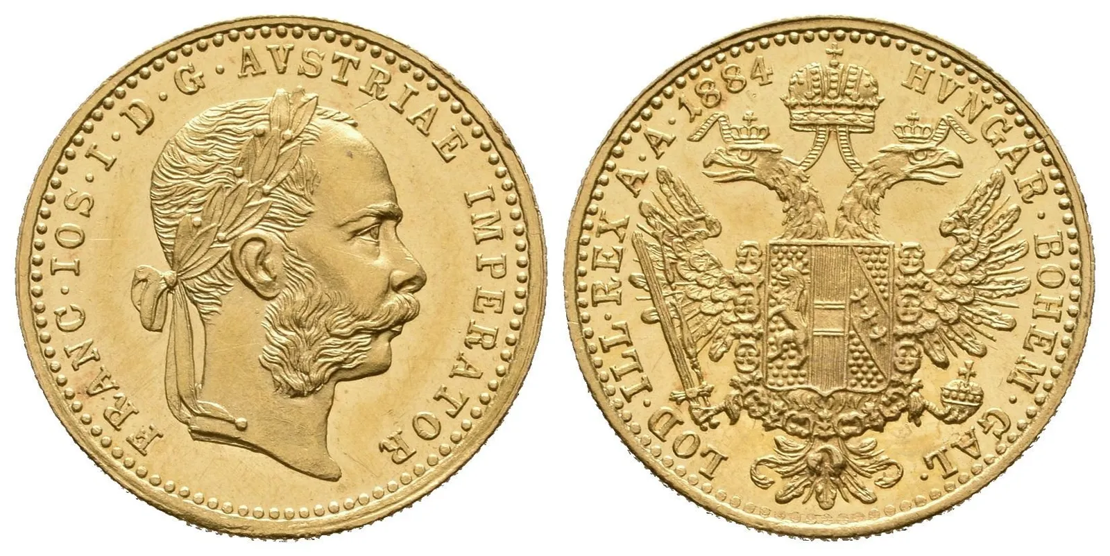 Dukát 1884, krásná zachovalost, ražební lesk, drobné rysky — 1