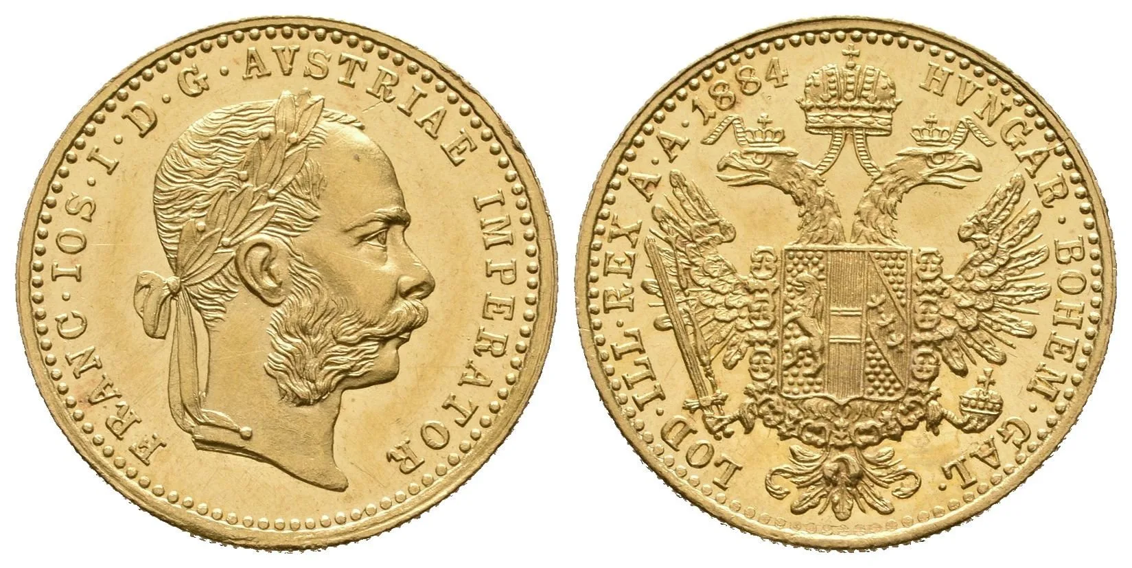 Dukát 1884, krásná zachovalost, ražební lesk, drobné rysky — 1