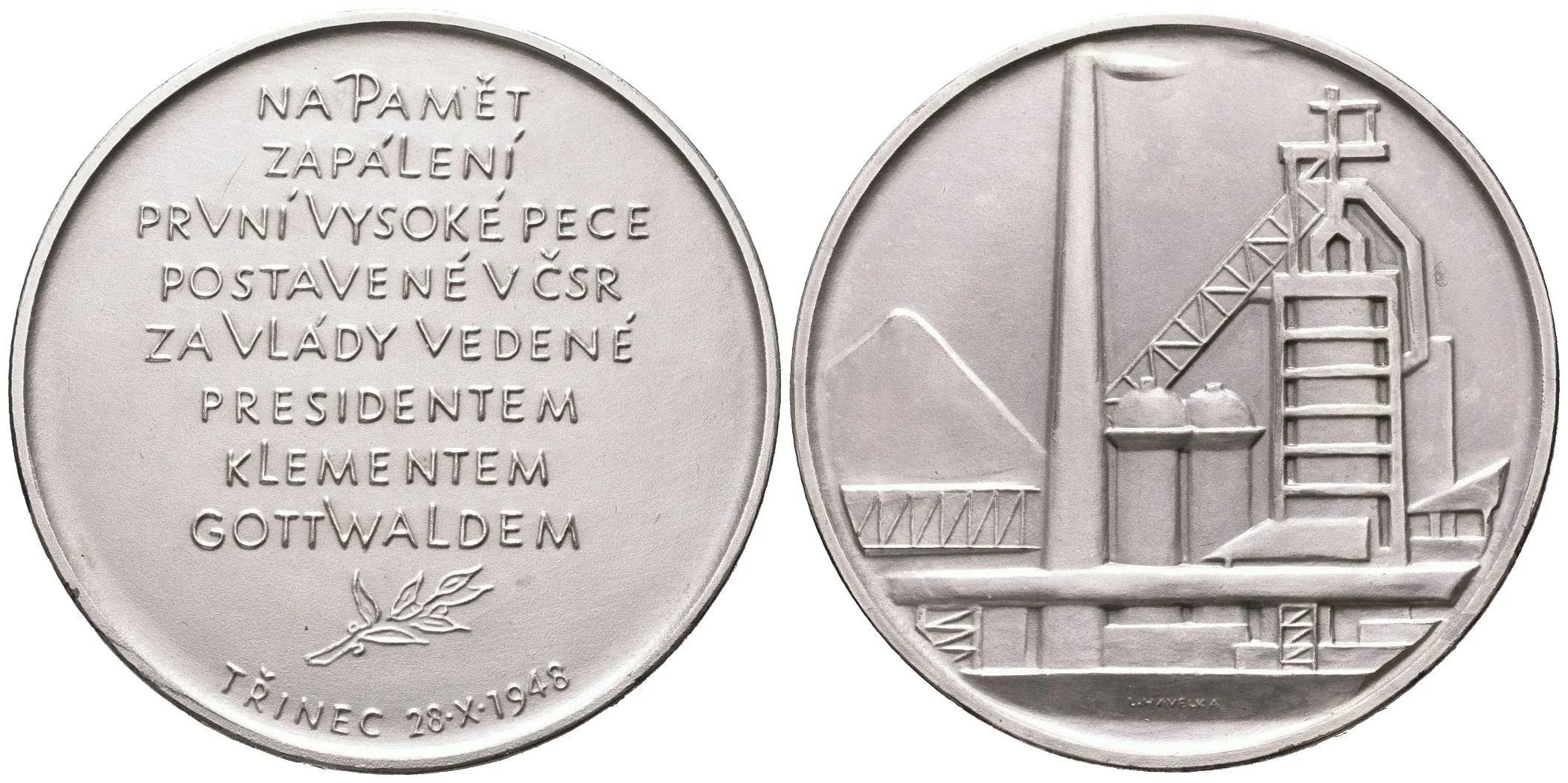 AE Medaile 1948 (Havelka) - Na paměť zapálení první vysoké pece v ČSR po roce 1948. — 1