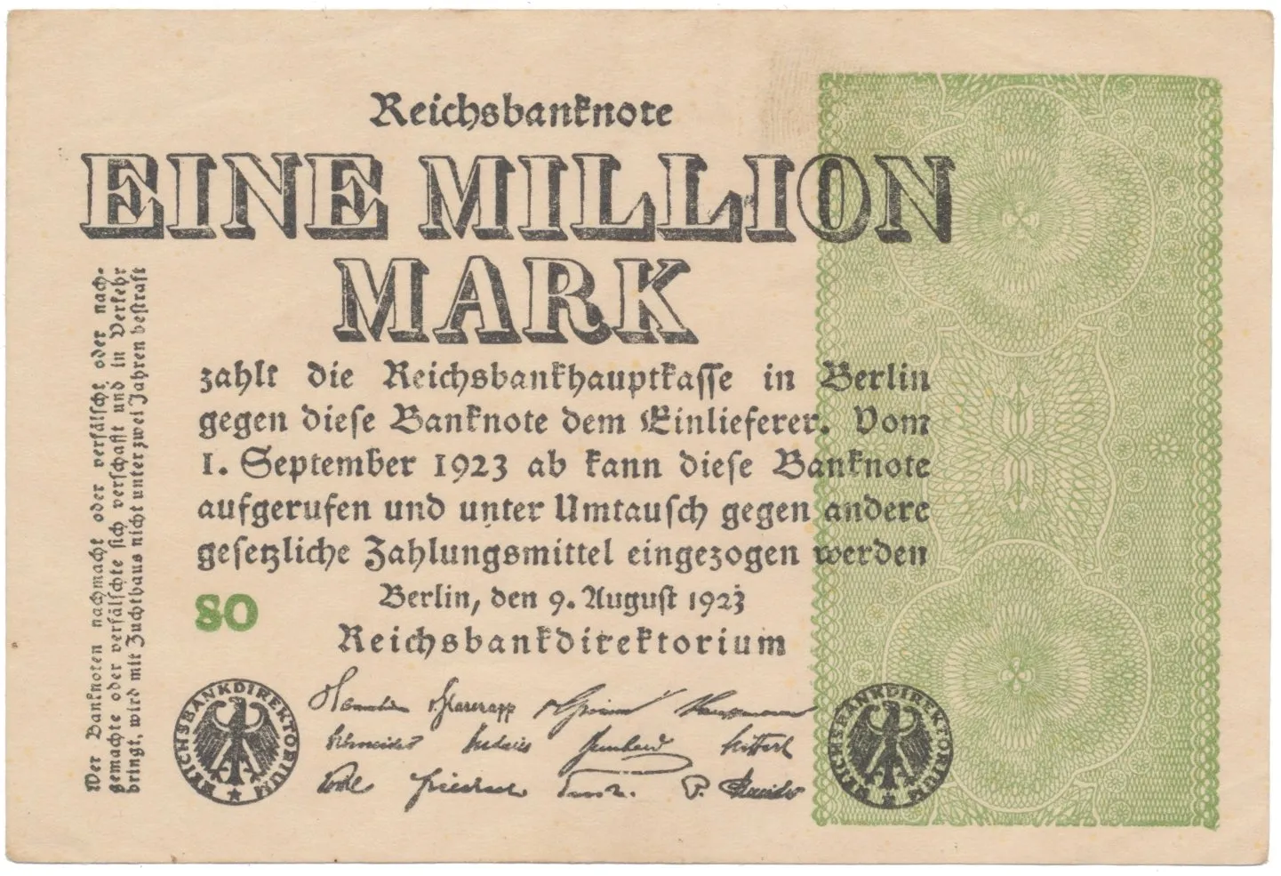 Německo, 1 Million Mark 1923, Ro.101a