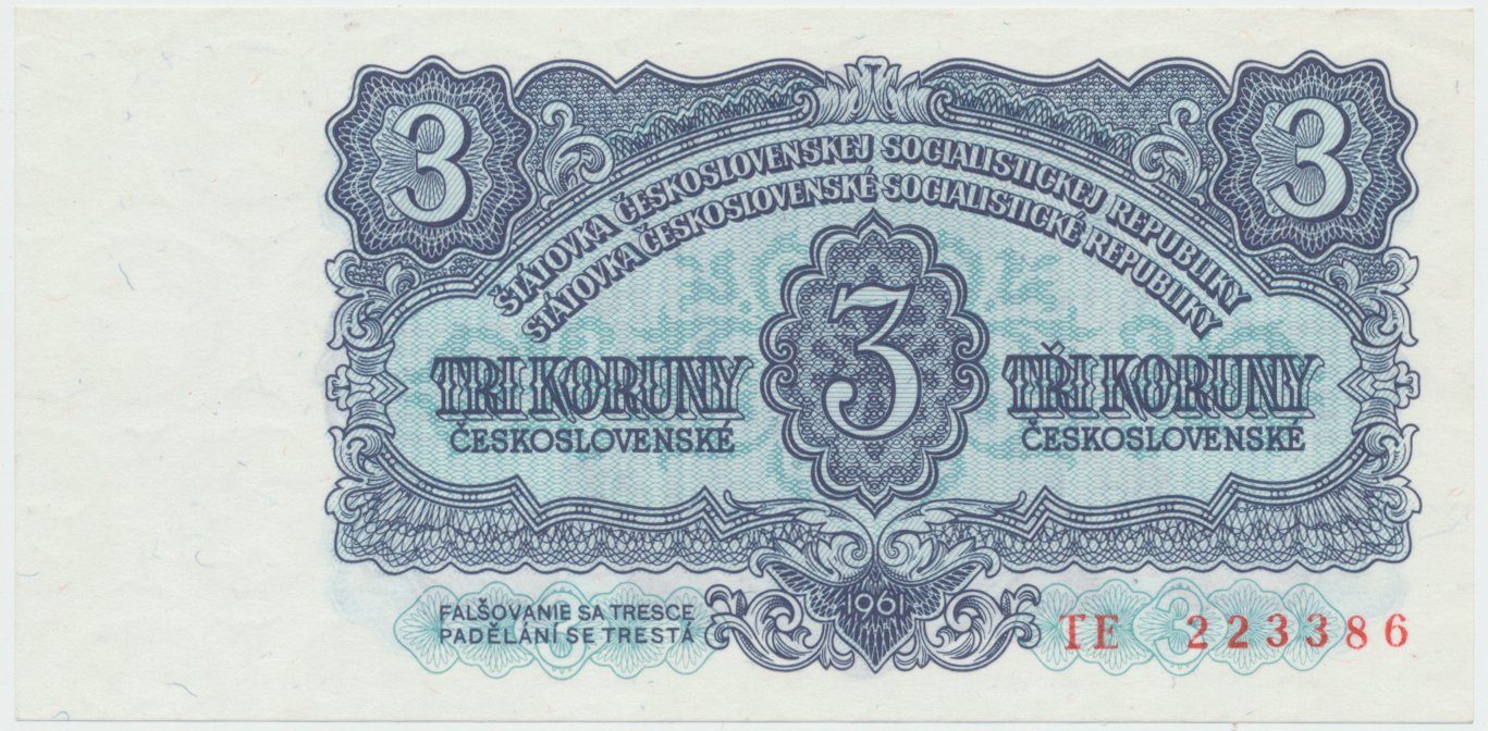 Československo, 3 Koruna 1961, série TE, Hej.98a