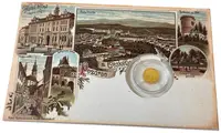 Zlatá mince Český Krumlov - dobová pohlednice - fotografie 3
