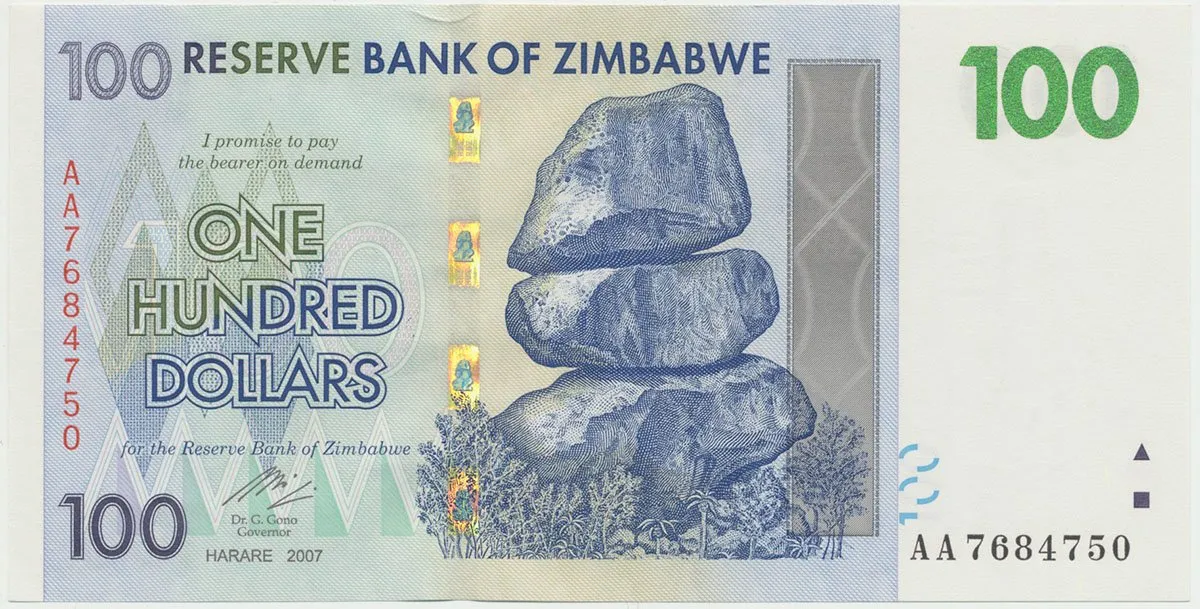 Zimbabwe, 100 Dollars 2007, P.69