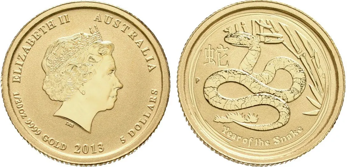 Austrálie, 5 Dollars 2013 - Rok hada