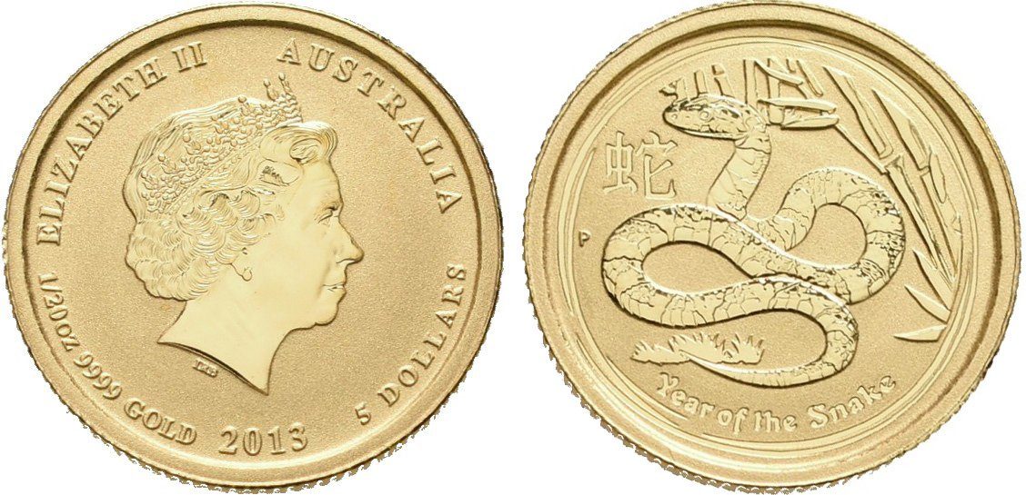 Austrálie, 5 Dollars 2013 - Rok hada