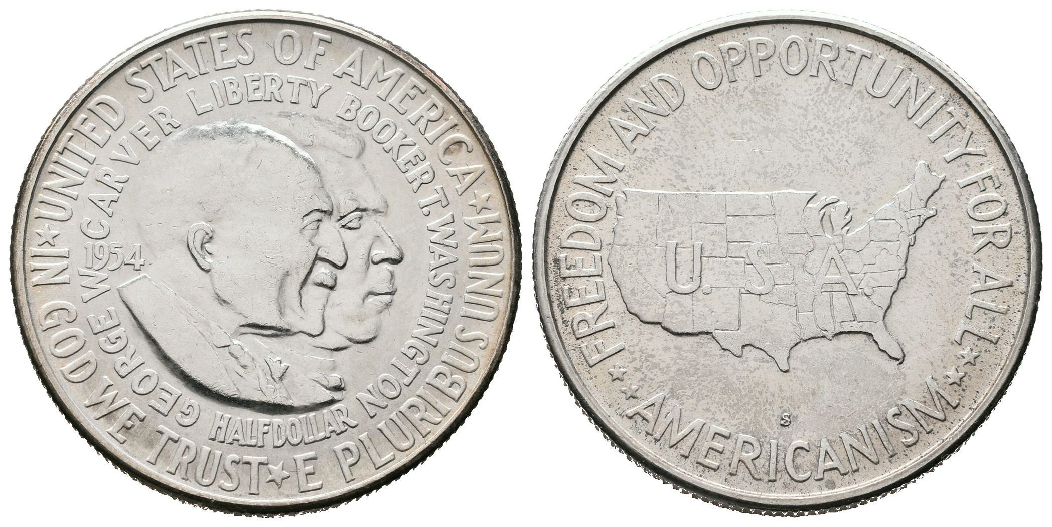 USA, 1/2 Dollar 1954 S - Booker T. Washington a George Washington Carver
