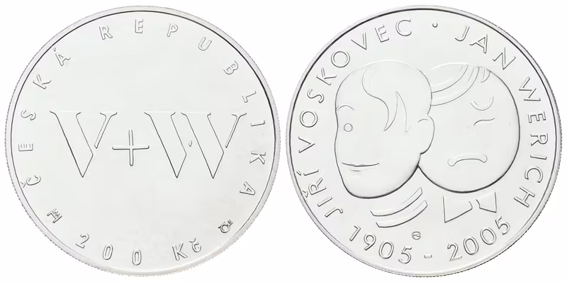 200 Kč 2005 - Jiří Voskovec a Jan Werich