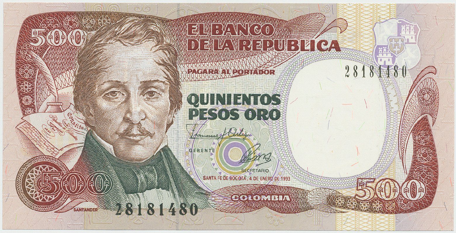 Kolumbie, 500 Pesos Oro 1993, P.431A