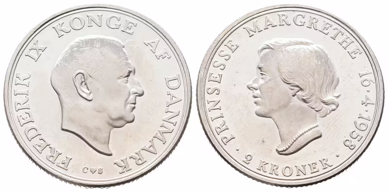 2 Kroner 1958 - Narozeniny princezny