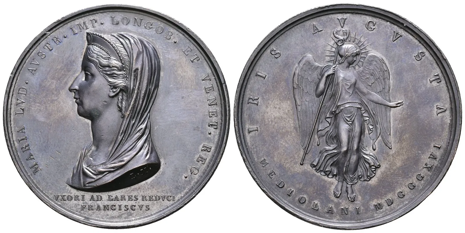 AE Medaile 1816 (L. Manfredini) - K úmrtí manželky Marie Ludoviky. Zahalené poprsí — 1