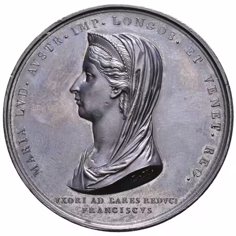 AE Medaile 1816 (L. Manfredini) - K úmrtí manželky Marie Ludoviky. Zahalené poprsí