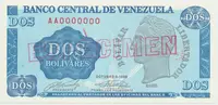 Venezuela, 2 Bolivares 1989, anulát - ESPECIMEN, P.69s