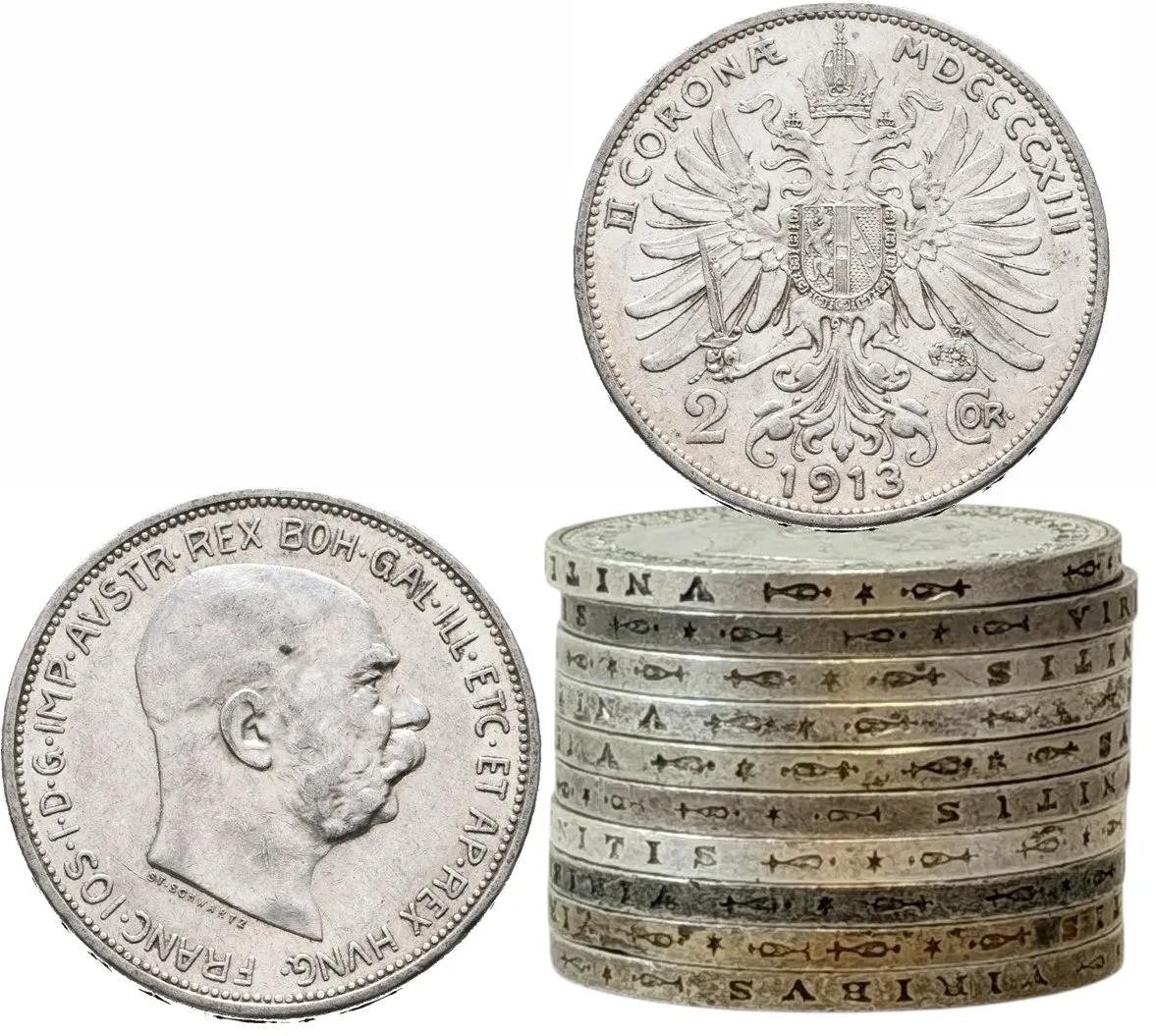 Soubor 2 Korun 1912 a 1913, 10 ks