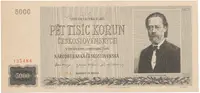 Československo, 5000 Koruna 1945, perforace 3 md svisle, Hej.80a.S1
