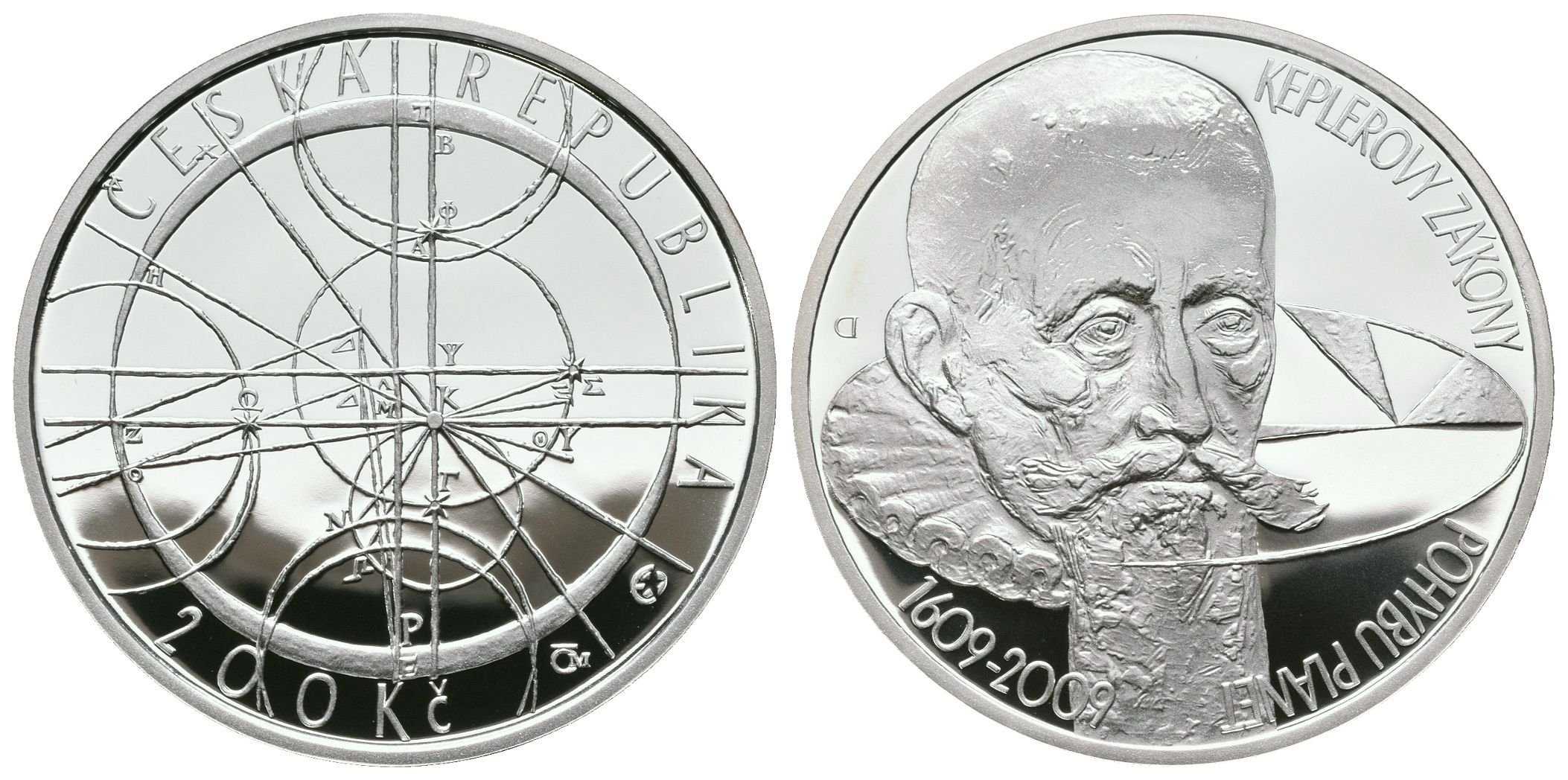 200 Kč 2009 - Keplerovy zákony pohybu planet, PROOF