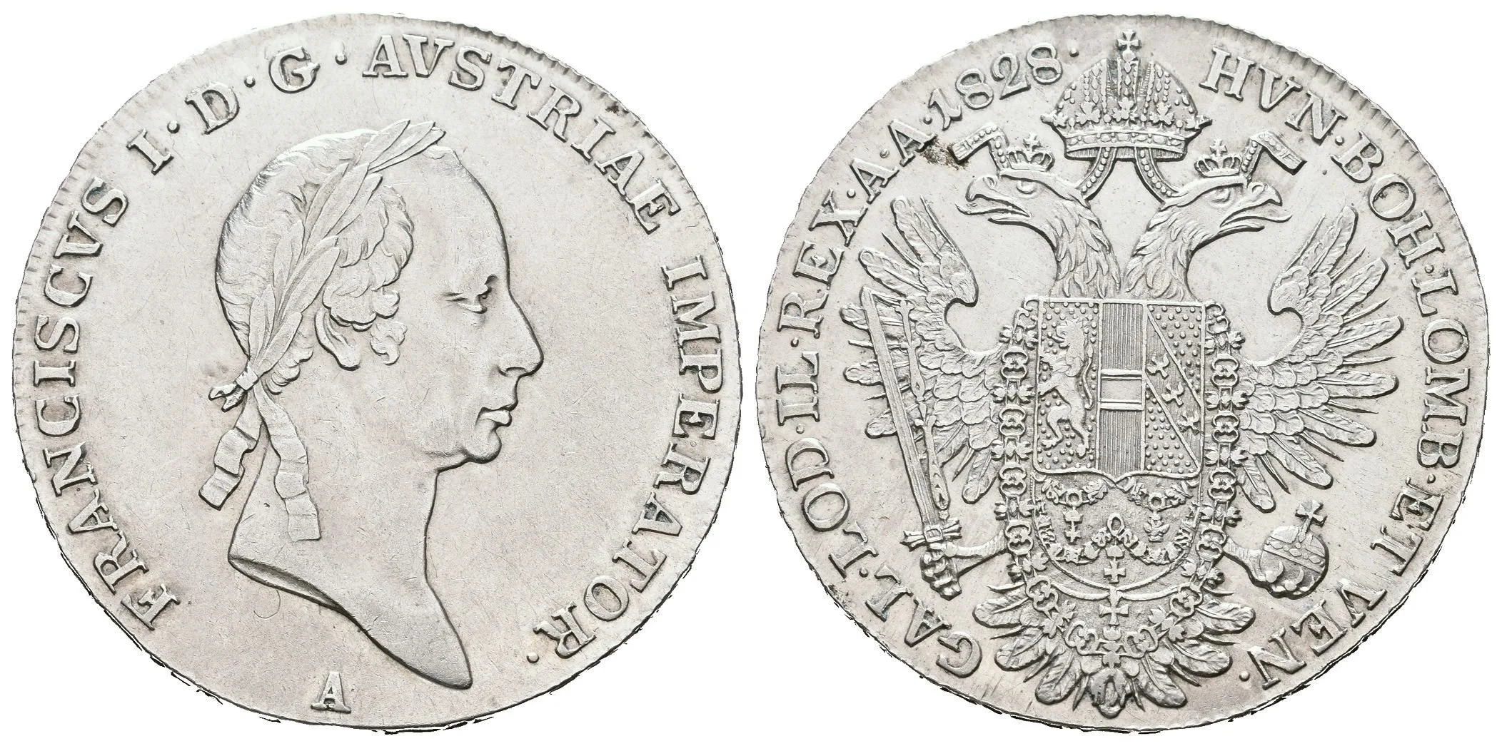 1/2 Tolar 1828 A, velmi pěkná zachovalost, zbytky lesku, drobné rysky — 1