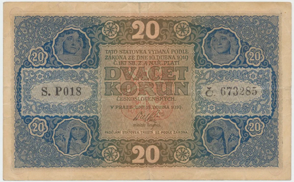 20 Koruna 1919, serie P, Hej.10a