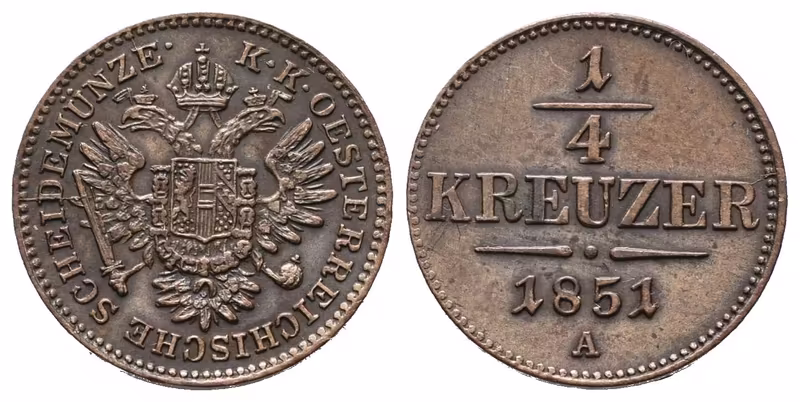 1/4 Krejcar 1851 A