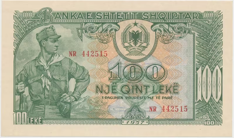 Albánie, 100 Leke 1957, P.30