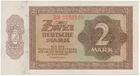 Německo - NDR, 2 DM 1948, tisk NDR (1951), 7-místný číslovač, Ros.341e